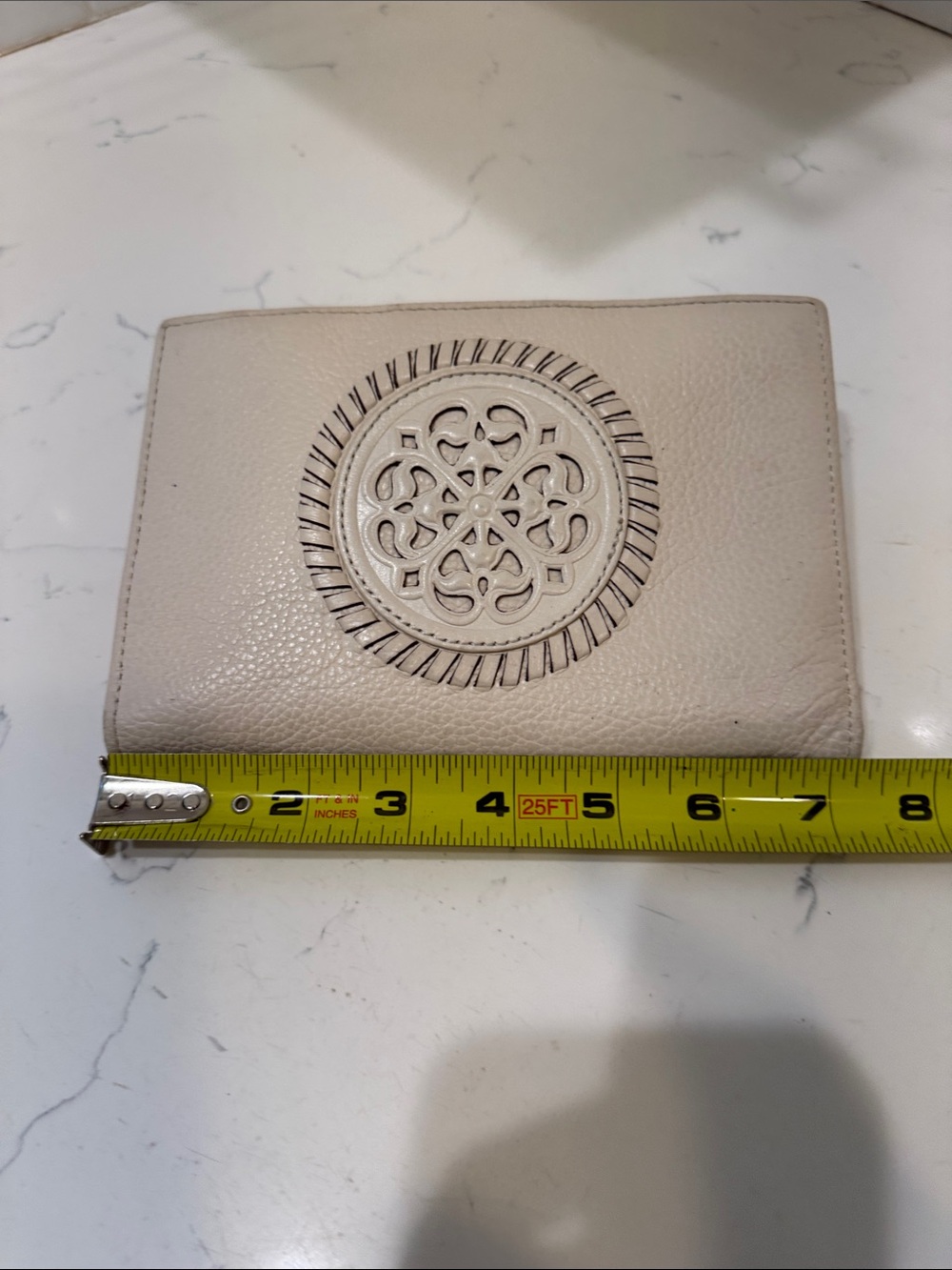 Brighton Cream Pebbled Leather Ferrara Fold Wallet with Embossed Medallion - Picture 3 of 13